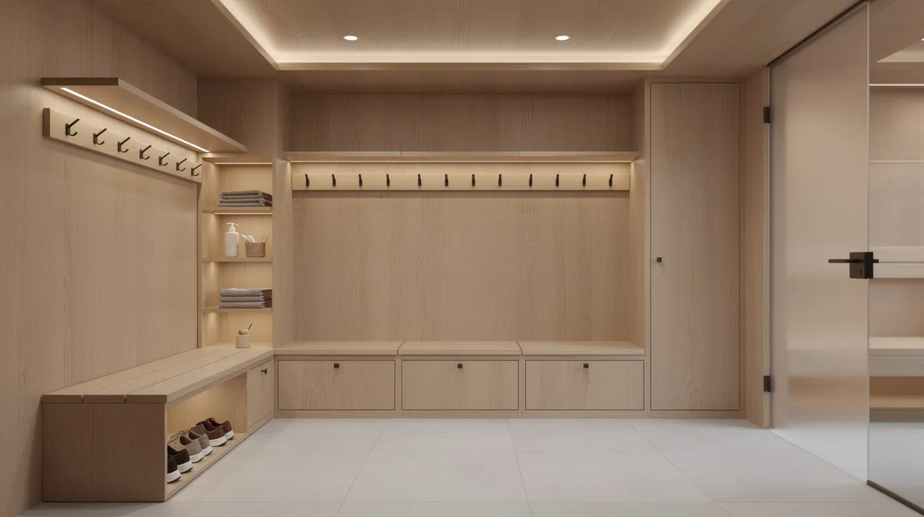 How Do You Design a Sauna Changing Area Layout with Storage?